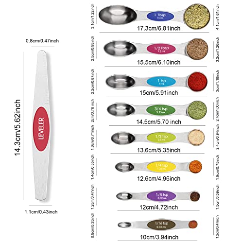 Magnetic Measuring Spoons Set Stainless Steel with Leveler for Baking S927