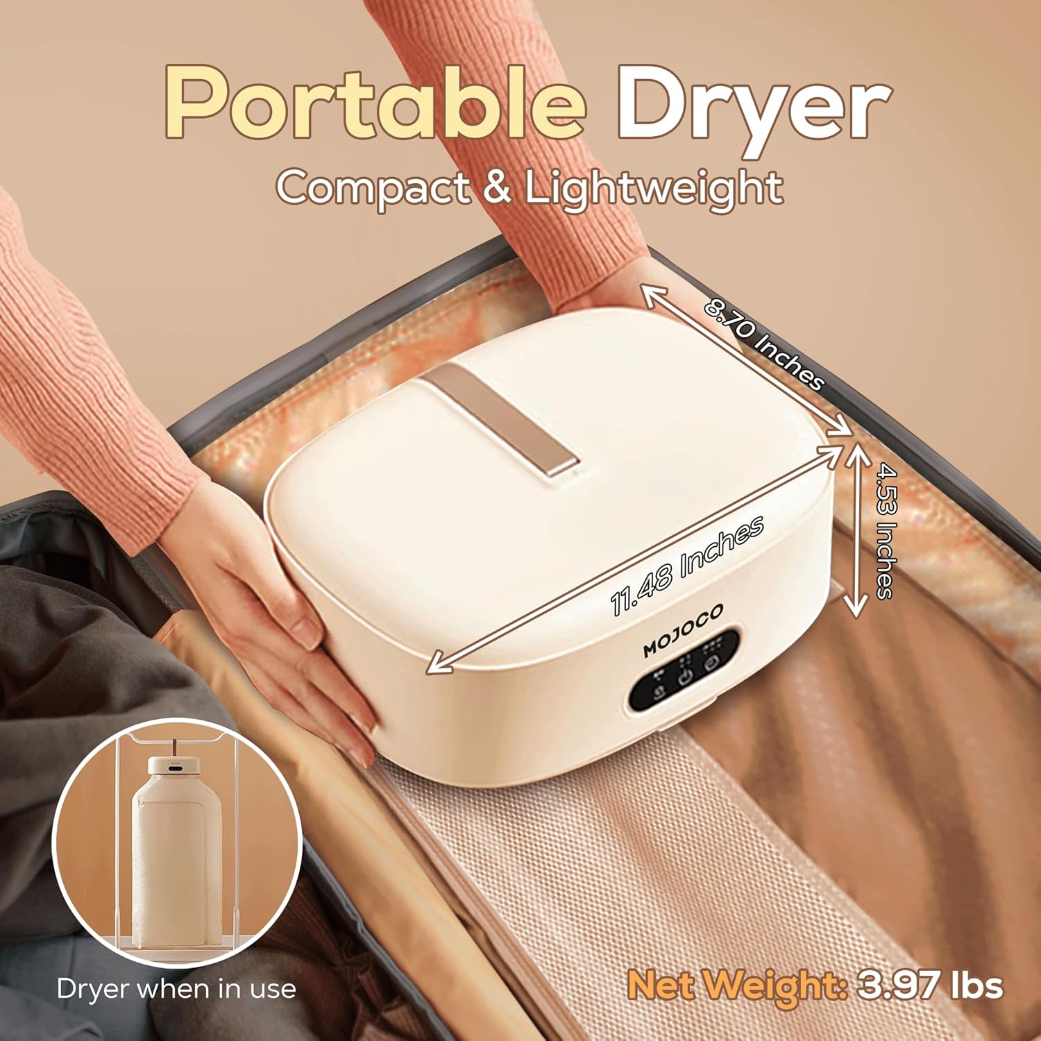 Mojoco Portable Clothes Dryer for Apartment, RV, Travel N5311