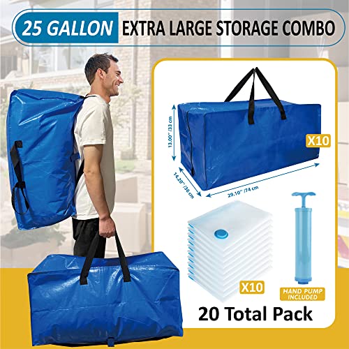 6 Pack Heavy Duty Extra Large Moving Bags with Backpack Straps & Vacuum Storage Bags W441