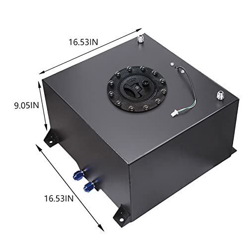 GSTP Universal Fuel Cell Tank with Cap and Level Sender Polished Aluminum Black D4394