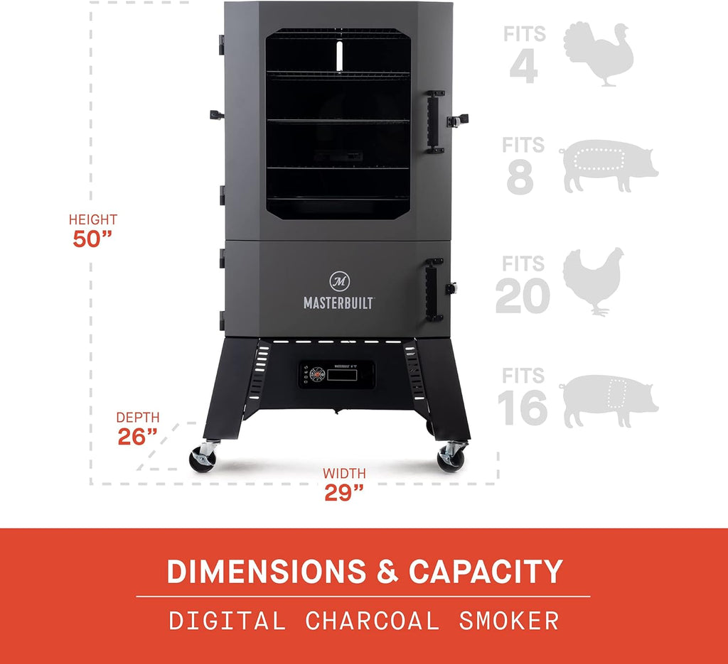 Masterbuilt 40-inch Digital Charcoal Vertical BBQ Smoker with WiFi, Gray D782937