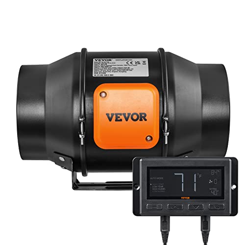 VEVOR Inline Duct Fan with Temperature Humidity Controller, Quiet EC-Motor Ventilation Exhaust Fan P4737