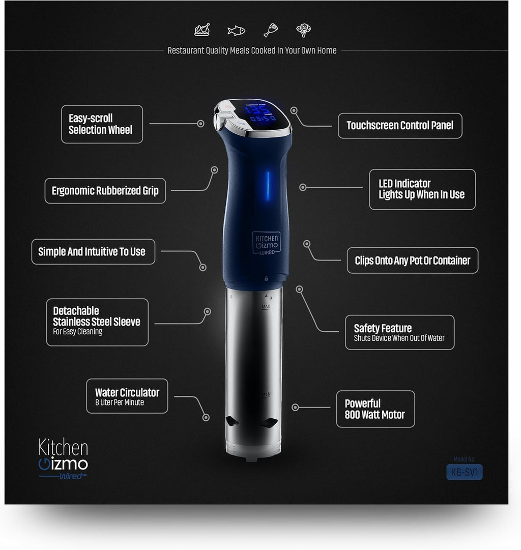Kitchen Gizmo Sous Vide Immersion Circulator 800W with Touchscreen K459742