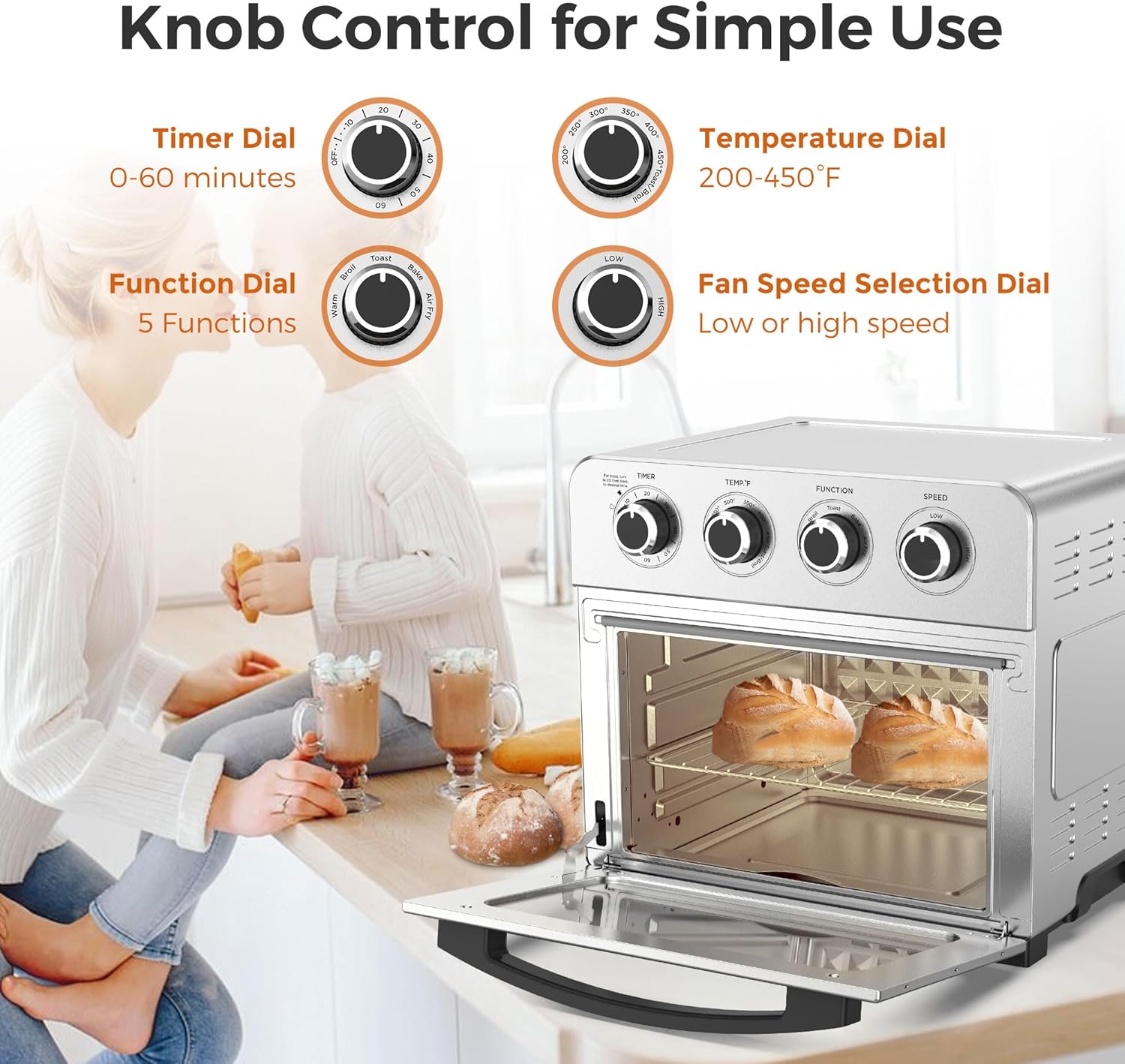 KitchenBoss Air Fryer Toaster Oven 24.3QT Stainless Steel Z9403
