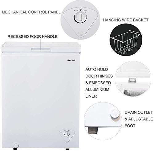Smad Chest Freezer 10 Cu.Ft with 3 Removable Baskets and Lock, White P437514