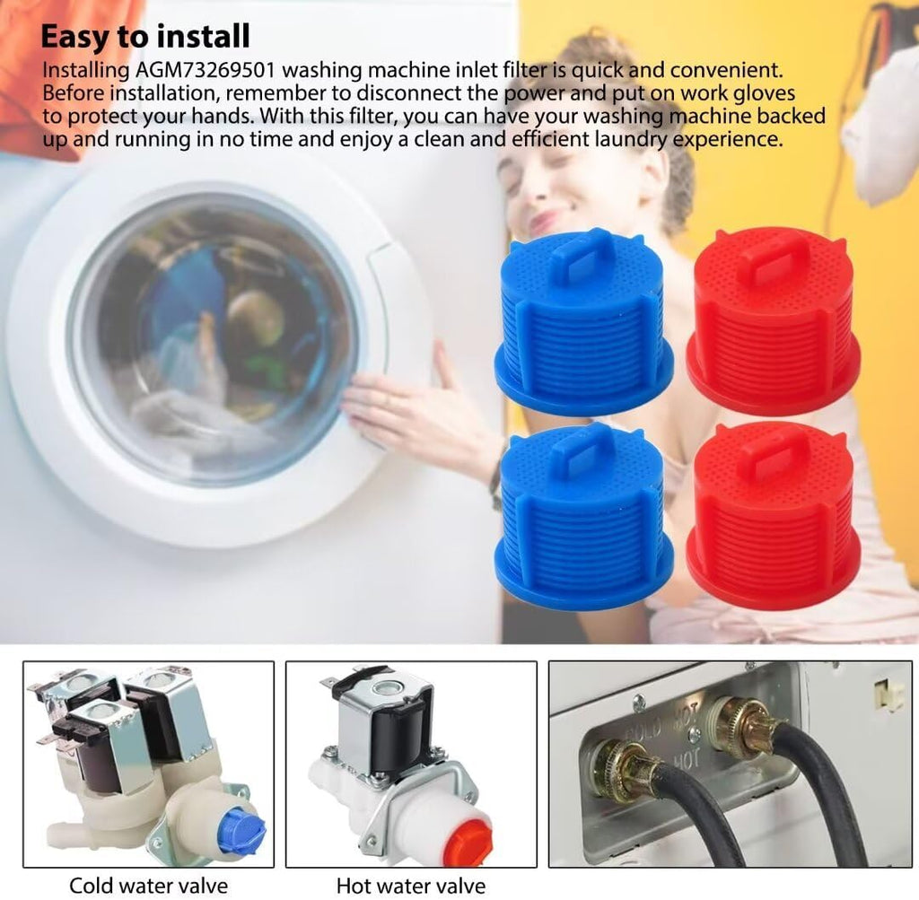 AGM73269501 Washer Water Inlet Valve Filter Screen 4-Pack for LG Washing Machines H75075