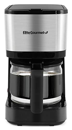 Elite Gourmet Automatic Brew & Drip Coffee Maker with Pause N Serve Reusable Filter, On/Off Switch, Water Level Indicator