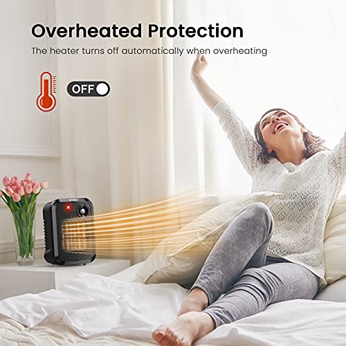 andily 500W Space Heater for Home Office Desk Use with Safety Switch Z66644
