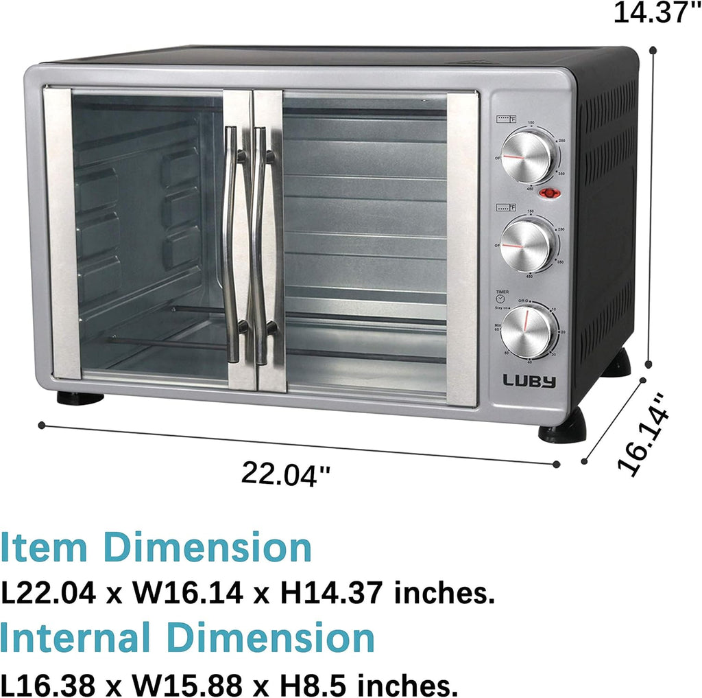 LUBY Large Toaster Oven Countertop, French Door, 55L, Silver K992109