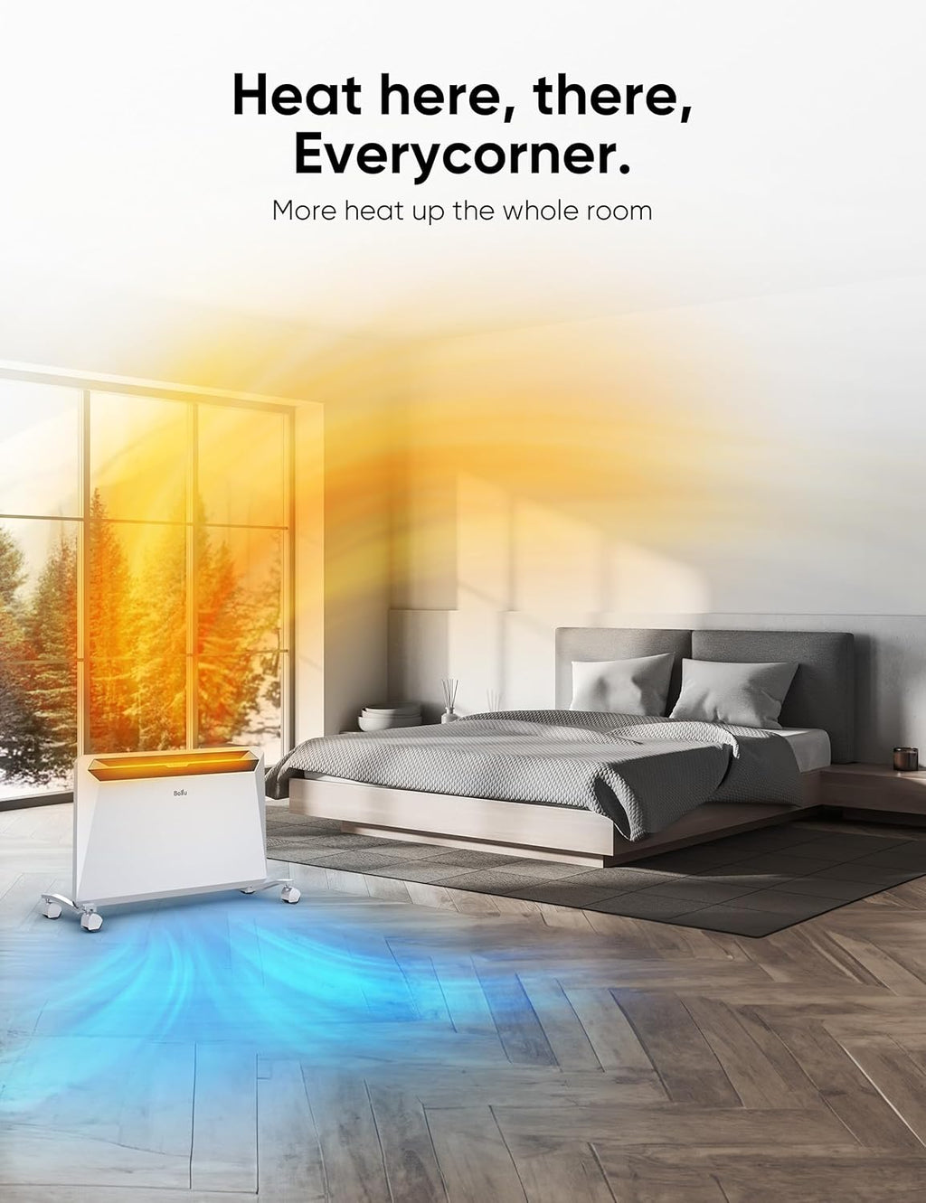 Ballu 1500W Convection Panel Space Heater with Remote, Timer, Stand & Wall Mount O1429