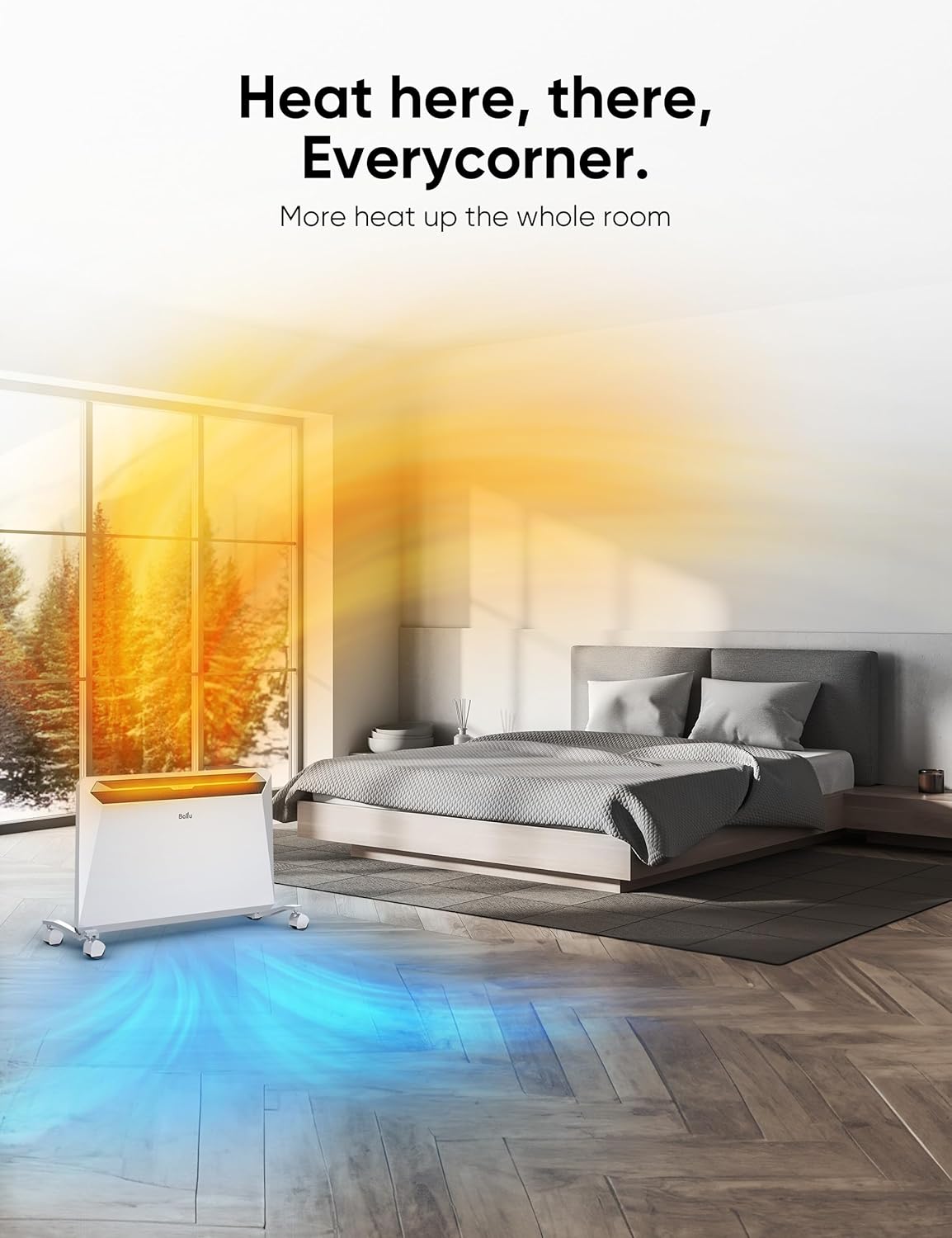 Ballu 1500W Convection Panel Space Heater with Remote, Timer, Stand & Wall Mount O1429