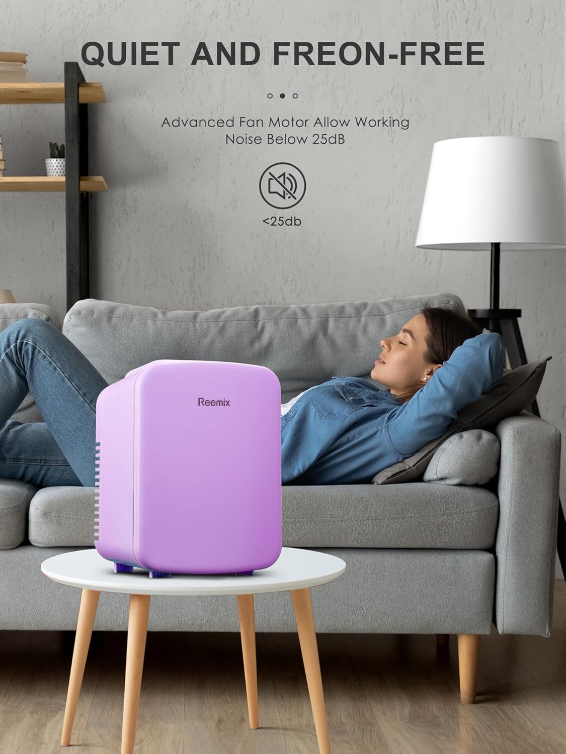 Mini Fridge 3.7 Liter Portable Cooler and Warmer for Skincare, Beverage, Food (Purple) B95870