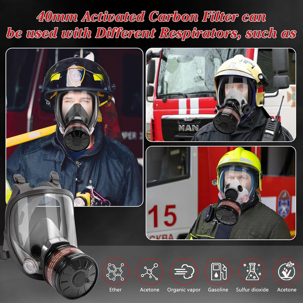 Full Face Gas Mask with 40MM & 6001 Activated Carbon Filters Z440