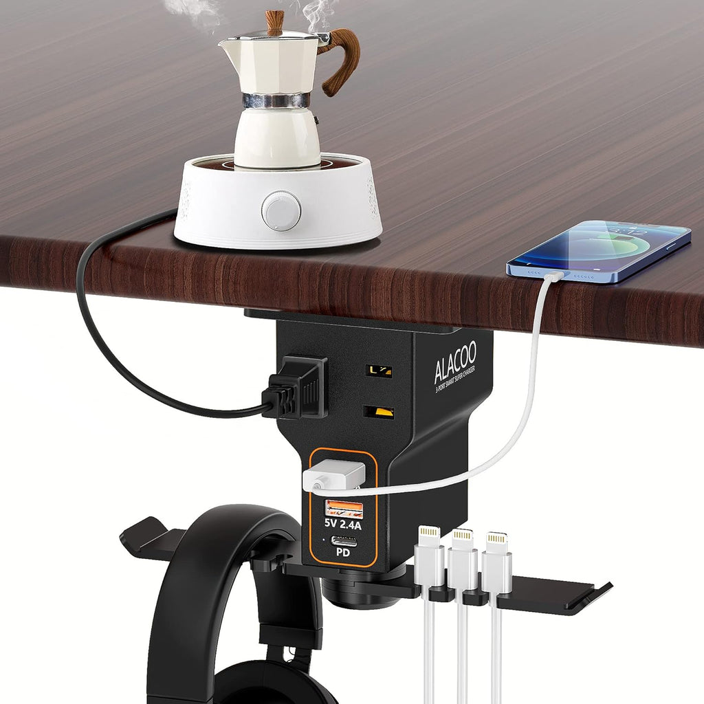 Headphone Stand with USB Charging Ports and AC Outlets G9292