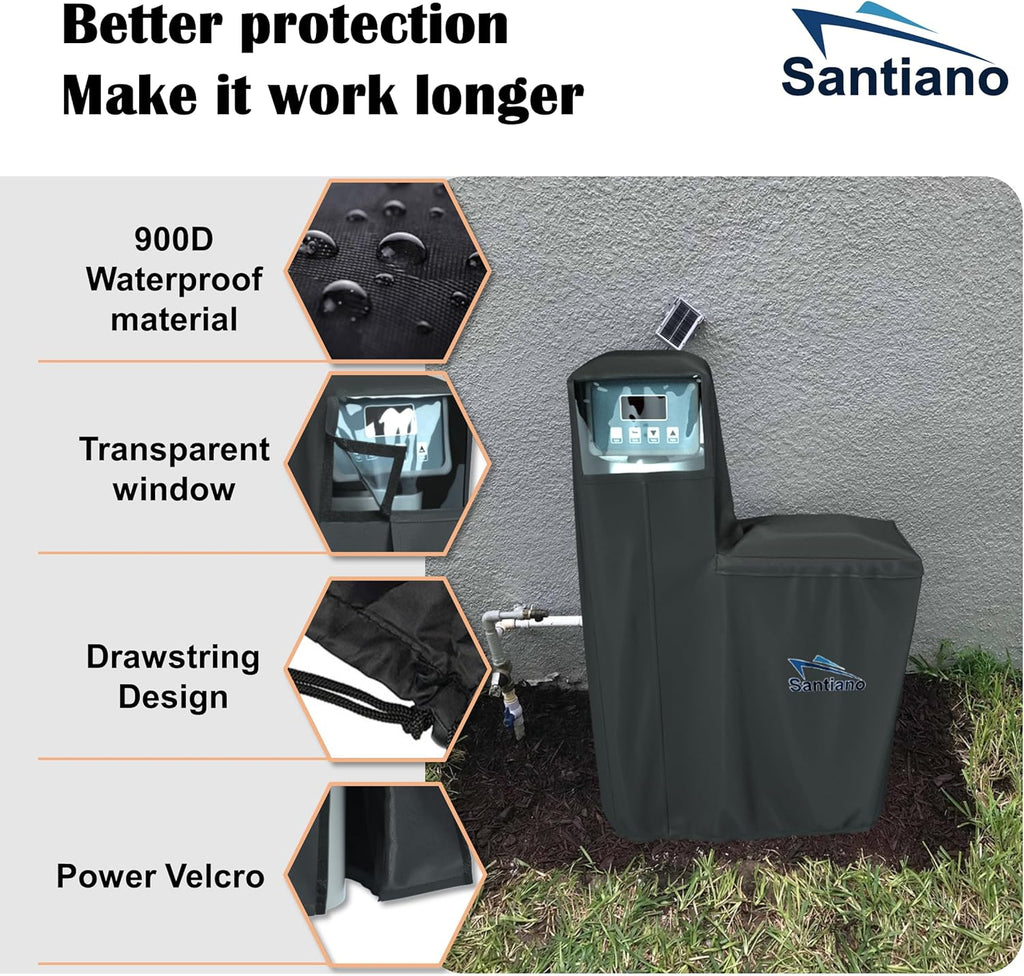 Santiano Water Softener Cover 900D Oxford, Transparent Window, 64x40x16 Inches, Black C446