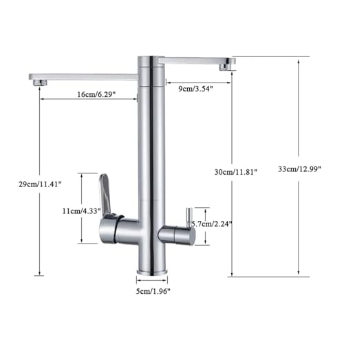 Chrome Kitchen Faucet Dual Handles Cold Hot Water Mixer Tap with Filter O956235