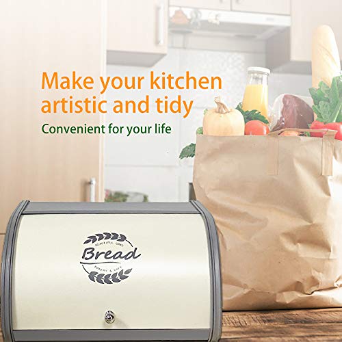 X458 Metal Bread Box with Roll Top Lid T59570