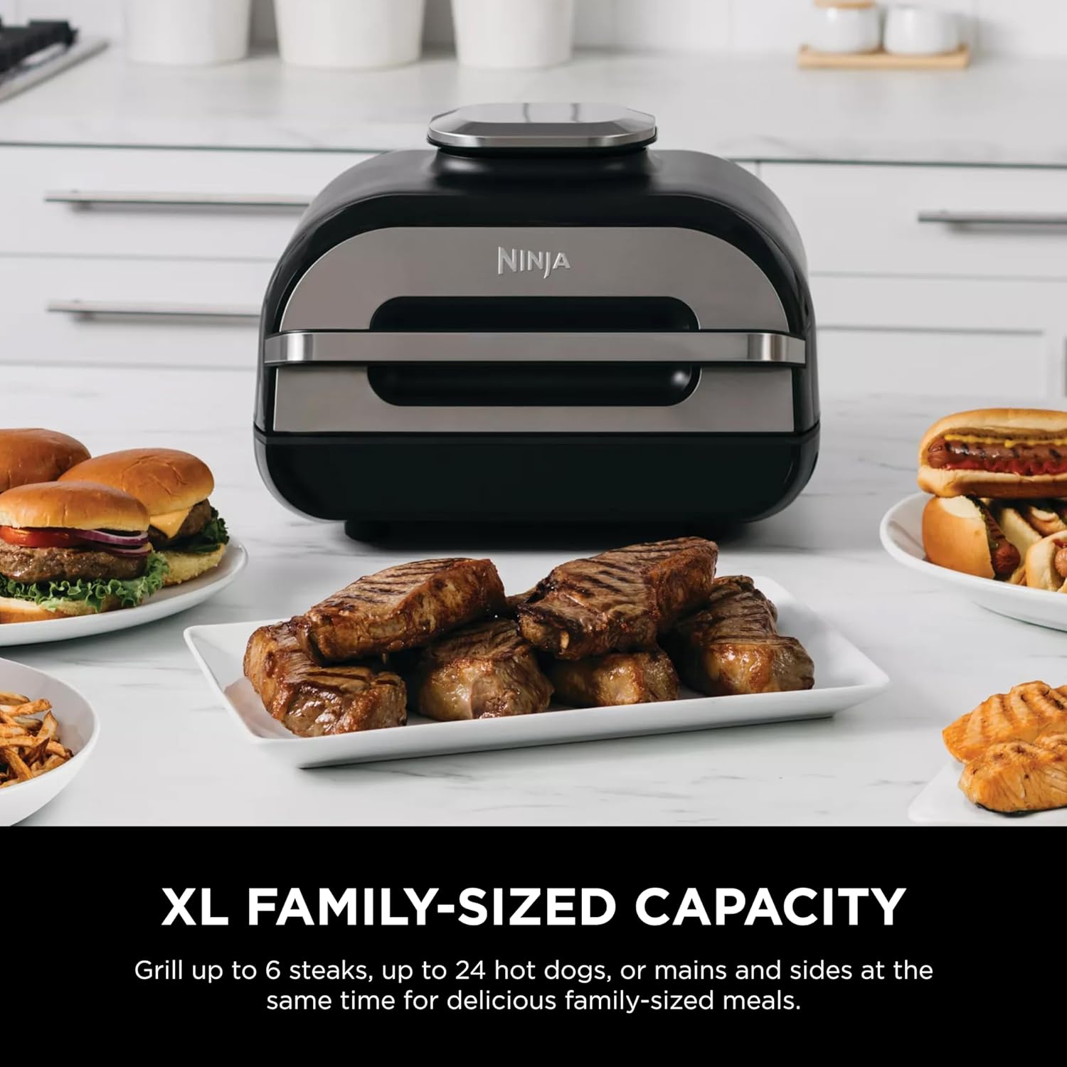 Ninja FG551 Foodi Smart XL 6-in-1 Indoor Grill with Air Fry, Black/Silver D573