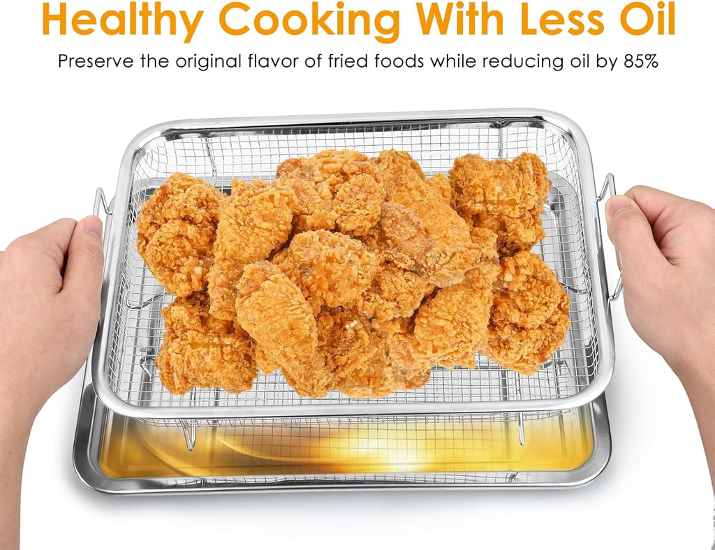 Stainless Steel Air Fryer Basket and Tray Set 13 x 10 Inches C126958