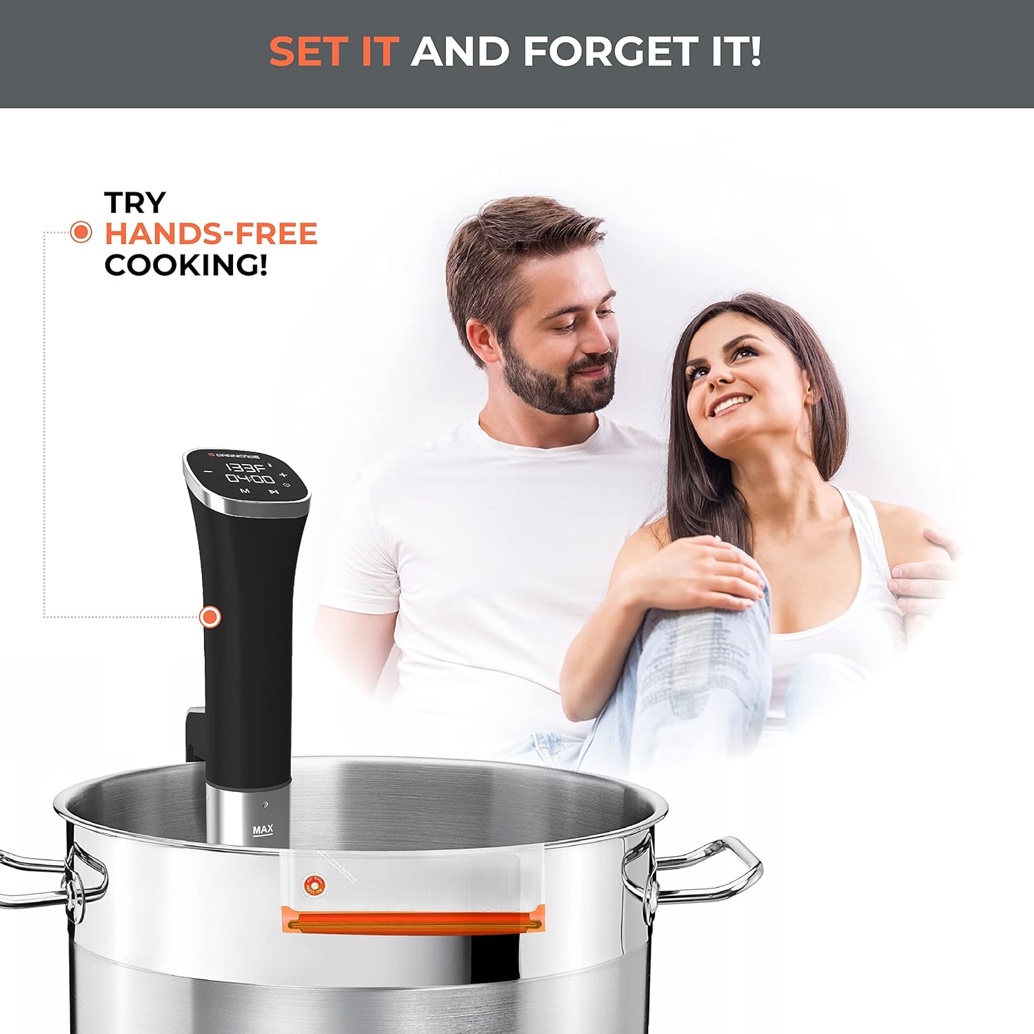 Sous Vide Cooker Starter Kit with Immersion Circulator 1000W and Vacuum Bags W79879