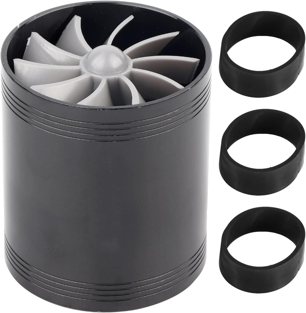 Air Intake Twin Fan Turbines Car Air Intake Turbocharger Twin Fan Turbine Super Gas Fuel Saver Turbo(Black)
