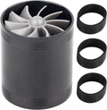 Air Intake Twin Fan Turbines Car Air Intake Turbocharger Twin Fan Turbine Super Gas Fuel Saver Turbo(Black)