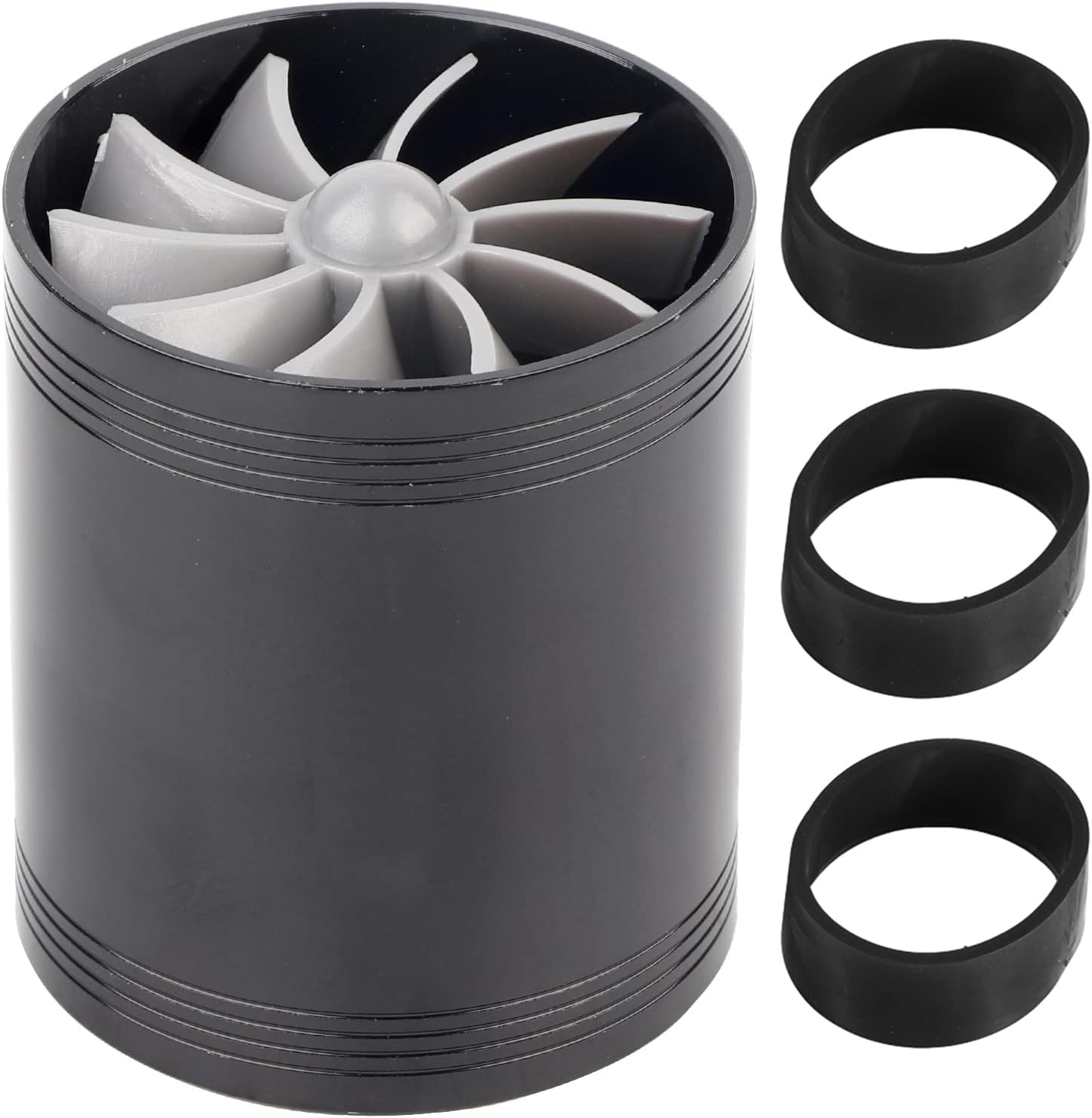 Air Intake Twin Fan Turbines Car Air Intake Turbocharger Twin Fan Turbine Super Gas Fuel Saver Turbo(Black)
