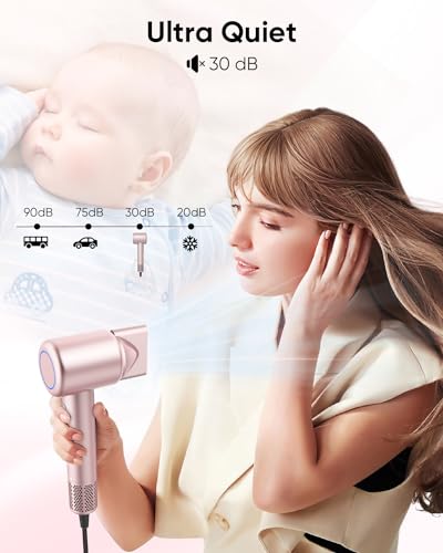 ANIEKIN Hair Blow Dryer, Ionic Fast Drying, Thermo Control, Quiet with Diffuser D1238