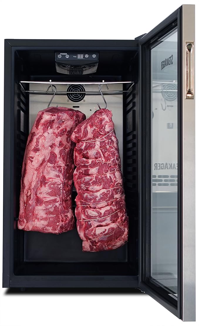SteakAger PRO 40 Home Beef Dry Aging Refrigerator, Black Stainless Steel, 40Lbs Capacity A917