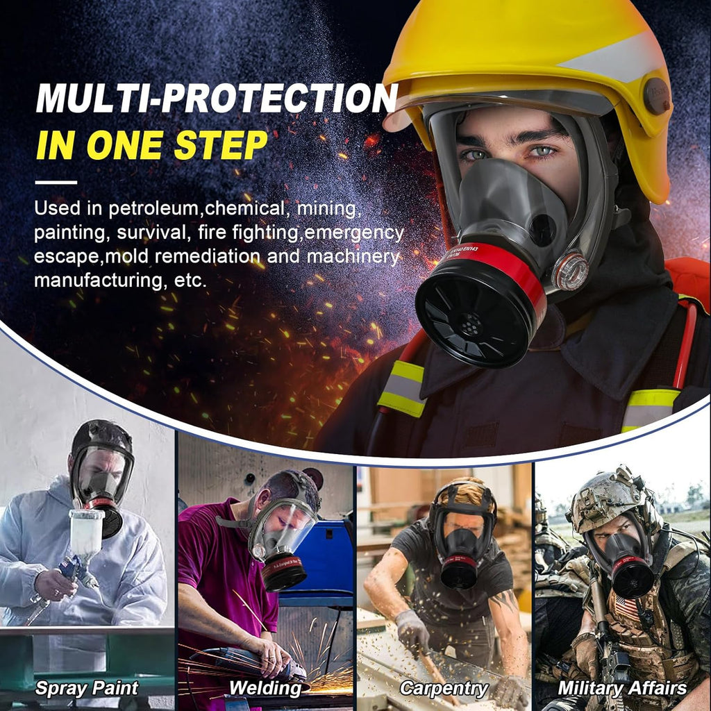Full Face Gas Mask Respirator with 40mm Activated Carbon Filters Y81203