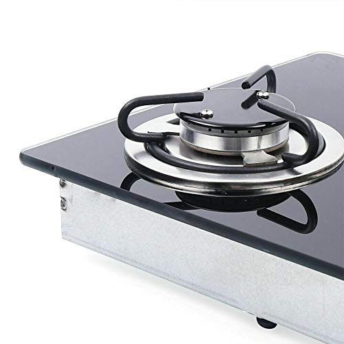 2 Burner RV Cooktop Propane Stove, Tempered Glass Stainless Steel Gas Hob B70455