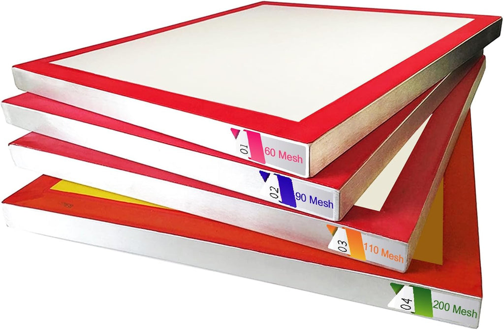 12 × 16" Dry Sift Screen of 4, 4 Sizes - 60 90 110 200 Mesh, Micron Equivalent 250 165 150 75 Micron, Aluminum Frame, Nylon Mesh
