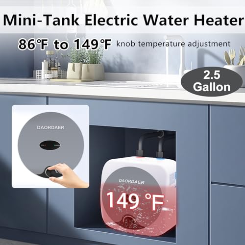 DAORDAER 1.5kW 2.5 Gallon Mini Tank Electric Water Heater for Under Sink X214