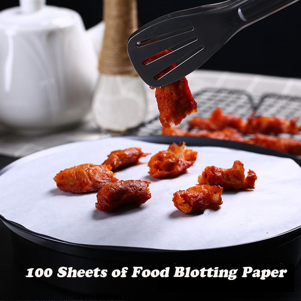 AKOAK 100 Sheets Round Non-stick Silicone Kitchen Blotting Paper for Baking and Fried Foods Z569