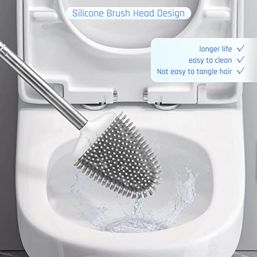 Sellemer Toilet Brush and Holder Set with Silicone Bristles, Compact Bathroom Design X1860