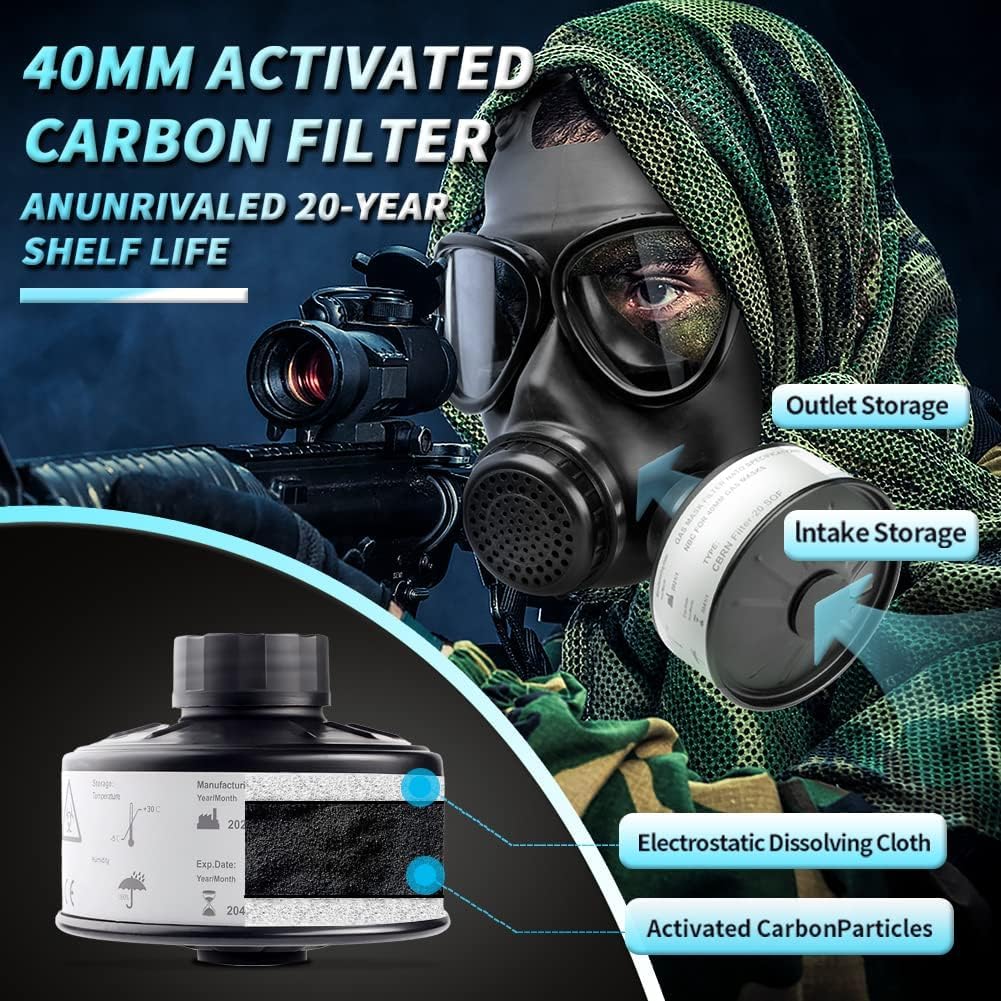 Tactical Gas Mask with 40mm Activated Carbon Filter P337808