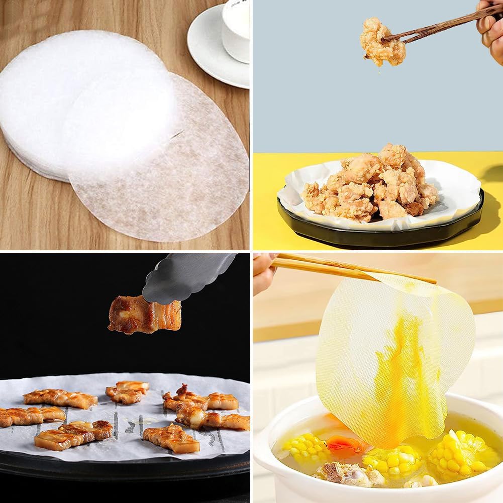 AKOAK 100 Sheets Round Non-stick Silicone Kitchen Blotting Paper for Baking and Fried Foods Z569