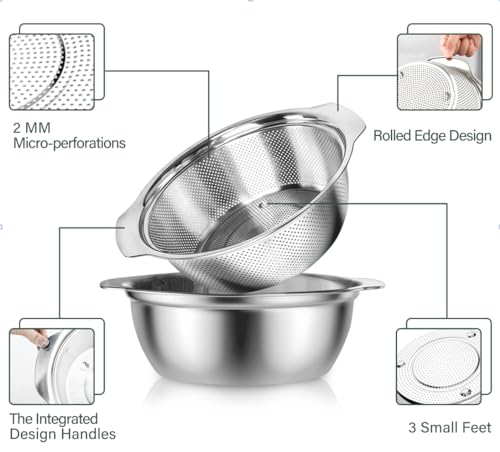 POJORY Stainless Steel Colander with Easy Grip F3821