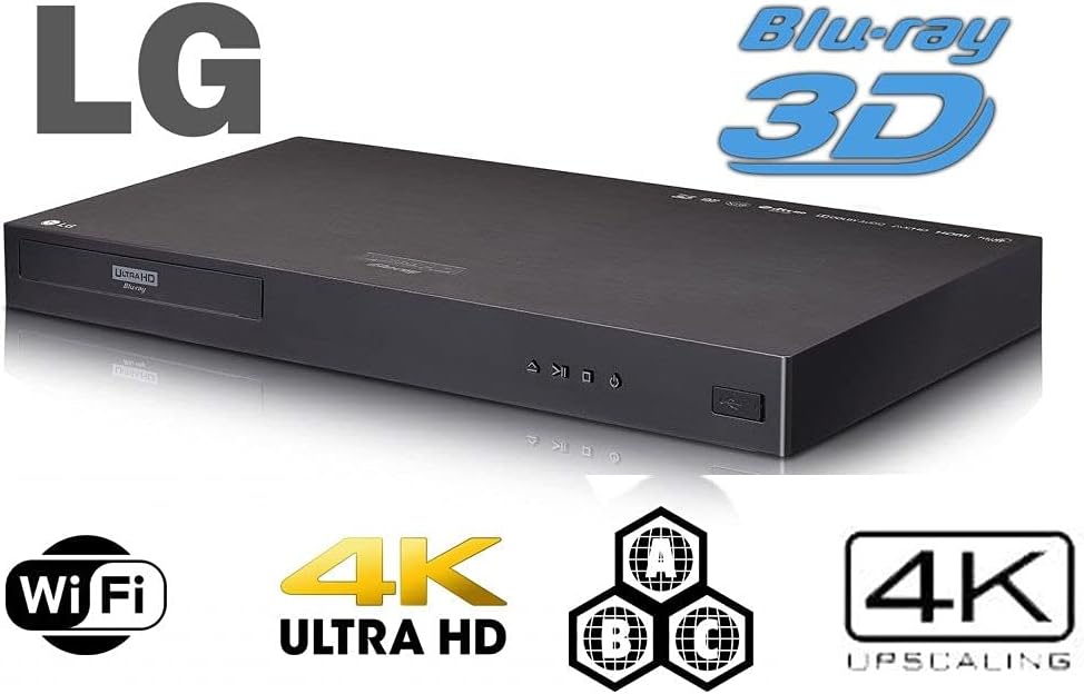 LG UHD - Dual HDMI - 2D/3D - Wi-Fi - 2K/4K - RegionFree Blu Ray Disc DVD Player - PAL/NTSC - USB - 100-240V 50/60Hz for World-Wide Use 6 Feet Multi System 4K HDMI Cable