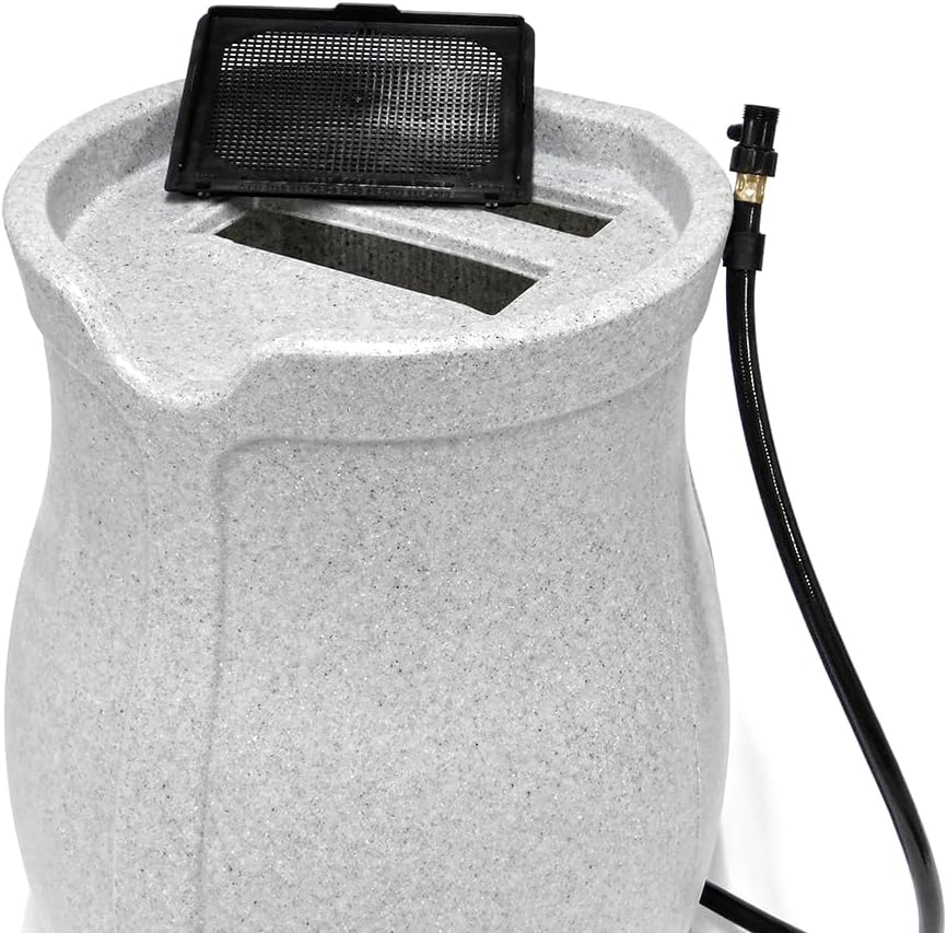 FCMP Outdoor Catalina 45 Gallon Rain Water Barrel Catcher System, Light Granite Z509076