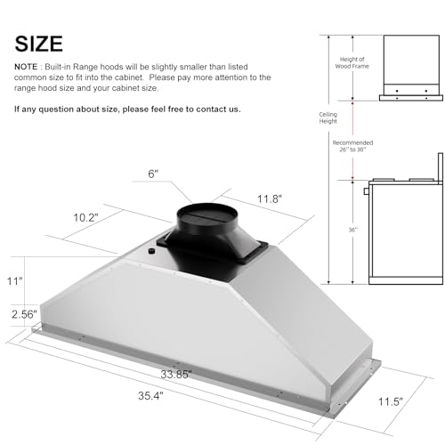 BRANO Insert Range Hood, 900 CFM Voice Control Kitchen Vent Q44580