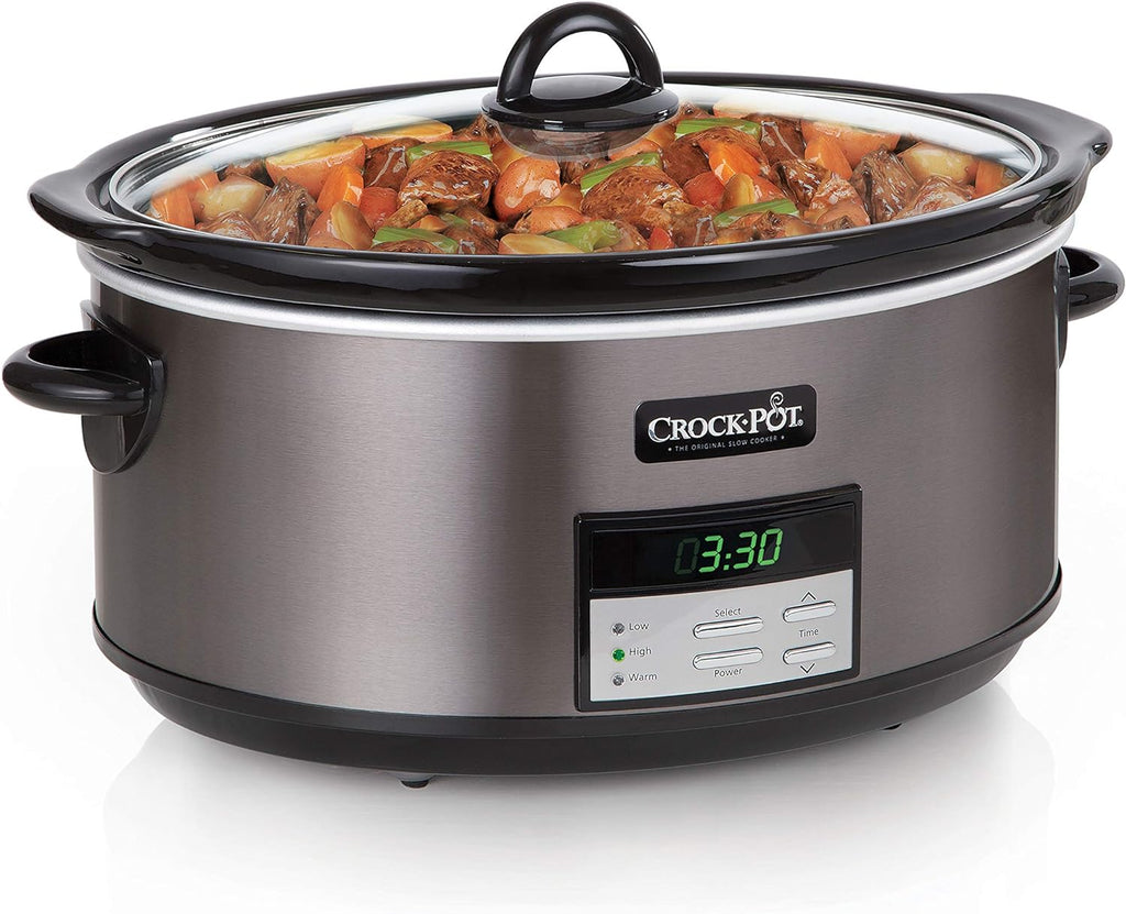 Crock-Pot 8-Quart Programmable Slow Cooker, Black Stainless Steel W525907