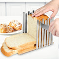 Stainless Steel Bread Slicer, Bread Slicer for Homemade Bread, Bread Slicing Guide with Sturdy Bamboo Cutting Board, Slices Evenly Bread Cake Cutting Guide
