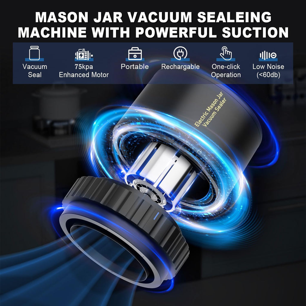 Electric Mason Jar Vacuum Sealer Kit with Wide and Regular Mouth Lids M768769