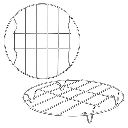 2 Pack Round Cooking Racks 8"x1.18", Stainless Steel Cooling Steaming Racks Fits Air Fryer, Instant Pot, Steamer, Pressure Cooker, Multifunctional Racks for Cooking, Grilling, Baking