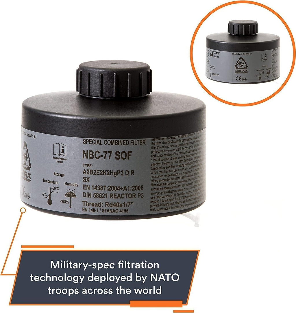 MIRA Safety CM-6M NBC-77 SOF 40mm CBRN Gas Mask Filter R65312