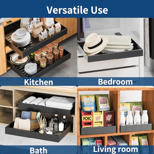 CHENDY Pull Out Cabinet Organizer, Expandable Heavy Duty Slide Out Drawers W24803