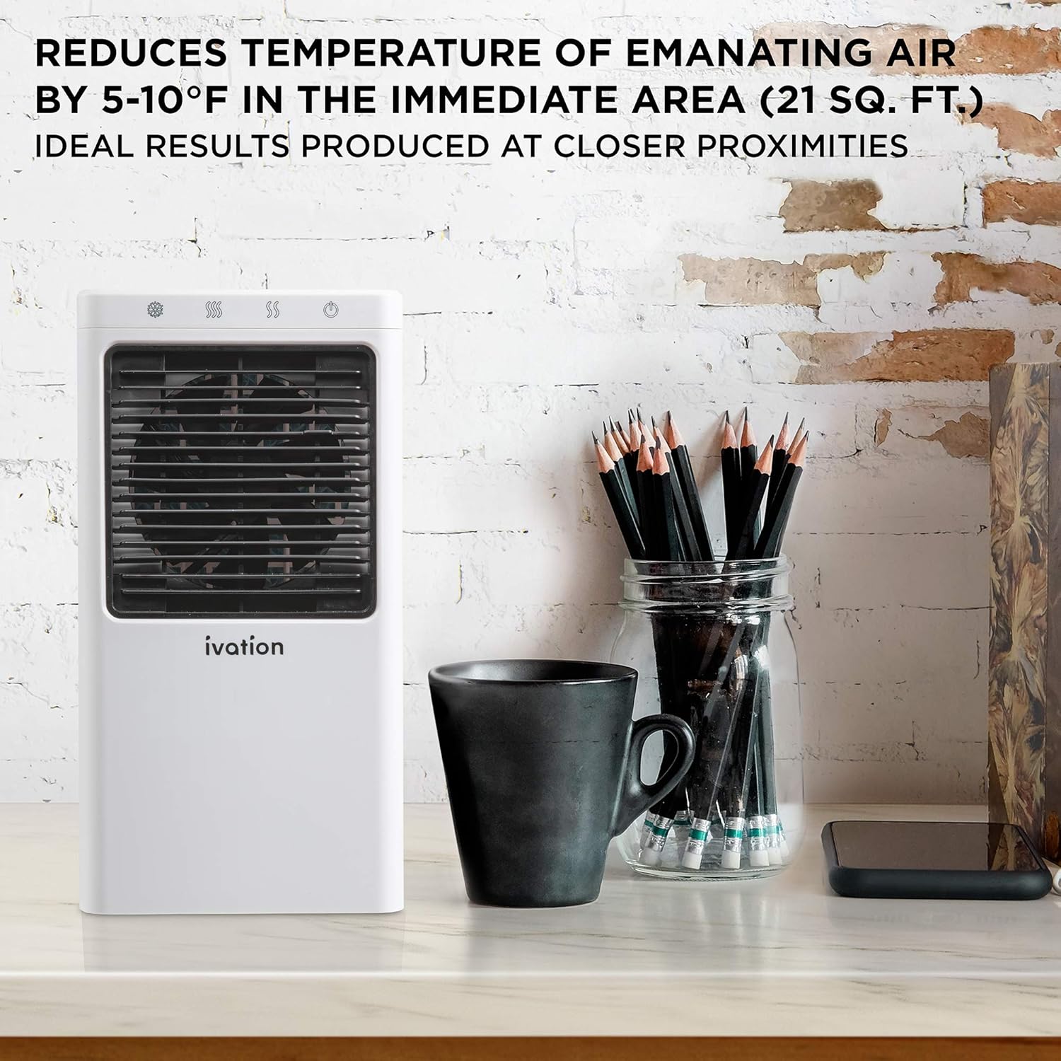 Ivation Personal Mini Air Cooler, Portable USB Desktop Evaporative Fan Humidifier I7239