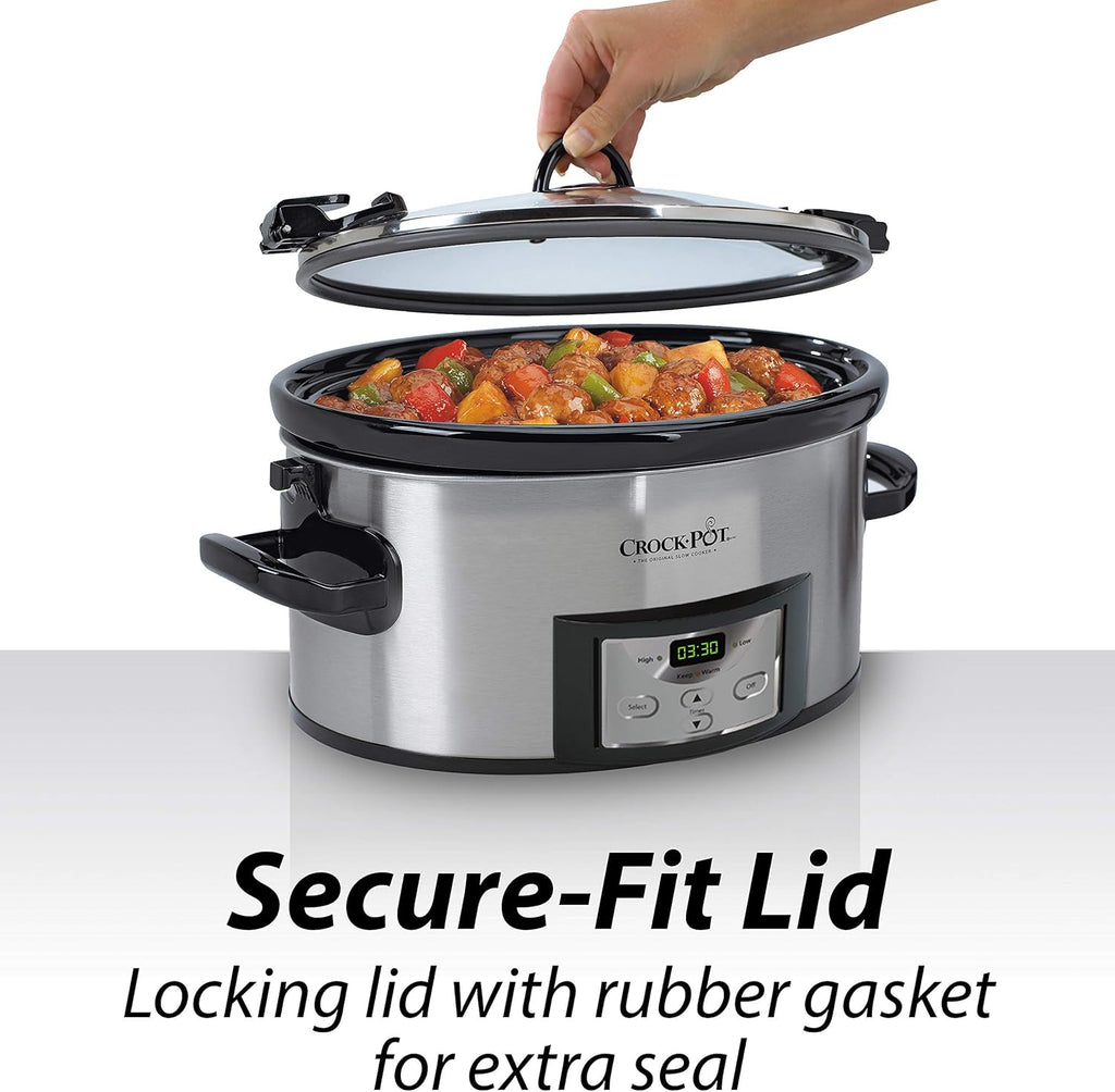 Crock-Pot 6 Quart Programmable Slow Cooker with Digital Timer, Stainless Steel D211