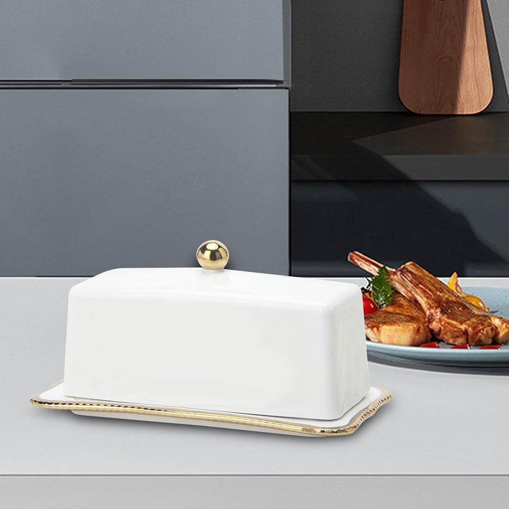 Ceramic Butter Dish with Lid for Cheese, Cake Shop & Home U654759